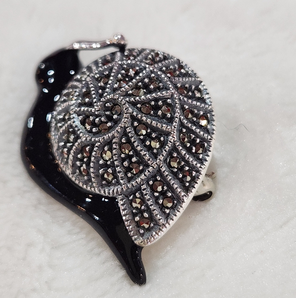 Judith Jack Sterling Snail Brooch with Marcasites, Vintage - Picture 3 of 6